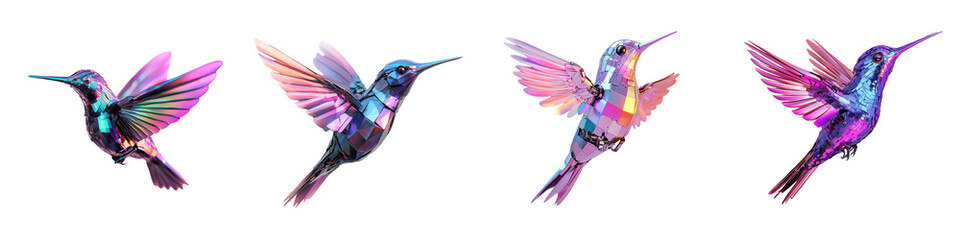 Vibrant Hummingbird in Flight   Colorful Abstract Digital of a Whimsical Ethereal Avian Creature with Intricate Iridescent Feathers and Graceful Energetic Movement