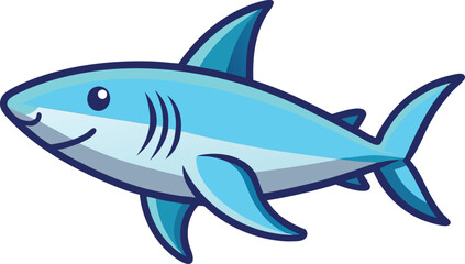 Smiling Shark Vector Illustration, A cheerful cartoon shark vector with a big smile, ideal for fun ocean and marine-themed designs.
