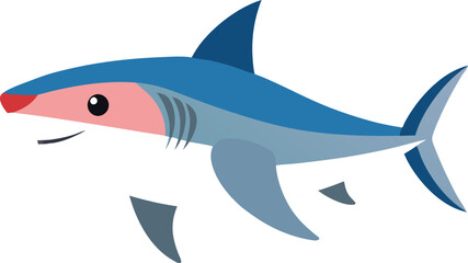 Cute Shark Vector Illustration, A playful and cute cartoon shark vector with a friendly expression, perfect for aquatic and marine-themed projects.
