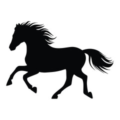 Obraz premium Horse galloping Silhouette, Vector, Icon, Logo, White Background.