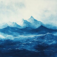 Majestic mountains overlook the vast and powerful ocean waves