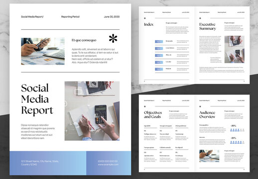 Gradient Blue And Black Social Media Report
