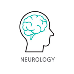9. NEUROLOGY.eps.Head, brain icon. Edible head, brain line illustration icon on white background. EPS, PNG, JPG