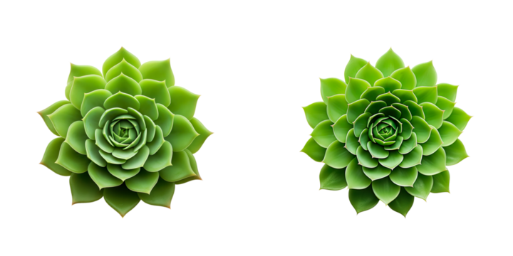 Symmetrical Green Succulent Plant on a transparent background