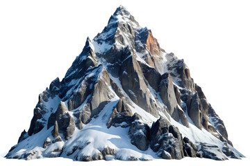 Majestic Snow-Capped Mountain Peak, Isolated on transparent background