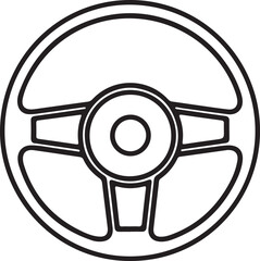 Car Steering Wheel Line Art Vector Icon