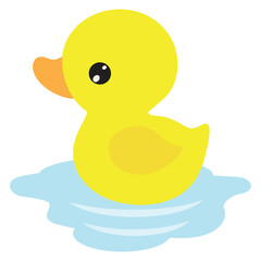 Cute little rubber duckling  vector cartoon illustration