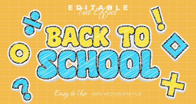 back to school editable text style scribble text effect