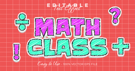 math class editable text style scribble text effect