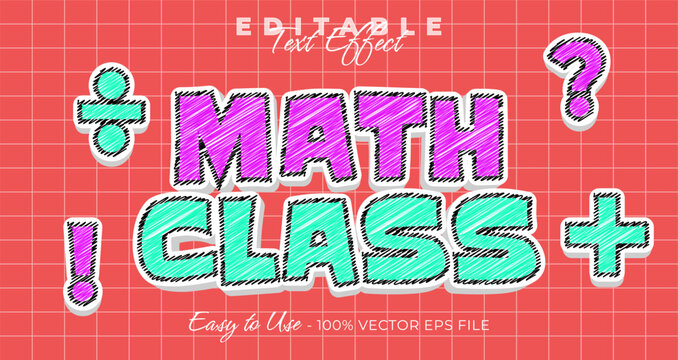 math class editable text style scribble text effect