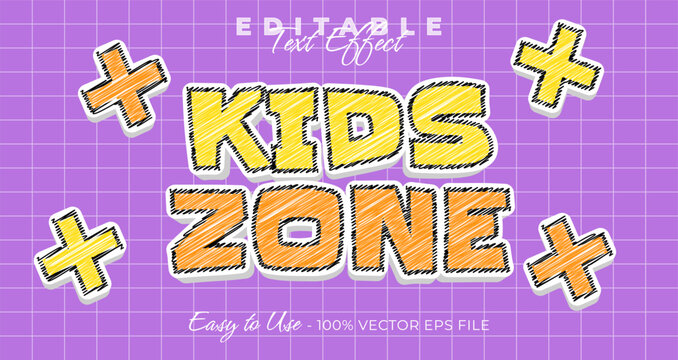 kids zone editable text style scribble text effect