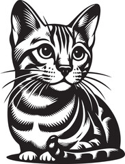 Bengal cat vector in black and white