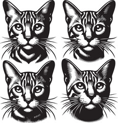 Bengal cat vector in black and white