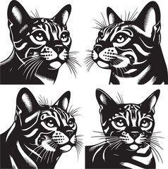 Bengal cat vector in black and white