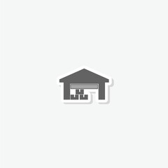 Warehouse flat icon sticker isolated on gray background