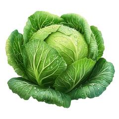 Fototapeta premium Fresh Cabbage: A close-up image showcases a fresh, vibrant cabbage head with verdant, textured leaves, perfect for conveying concepts of health and natural foods.