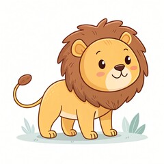 Obraz premium Adorable Cartoon Lion Cub Illustration Cute African Wildlife Animal Baby Jungle Cat