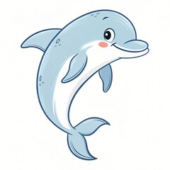 Obraz premium Adorable Cartoon Dolphin Leaping Ocean Animal Illustration Cute Aquatic Mammal Graphic