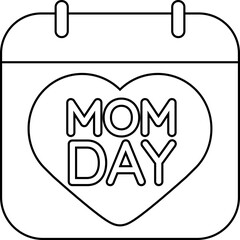 Mom Day Calendar coloring page.
May Calendar outline for Mother's Day.
Happy Mothers Day element.
Transparent background.