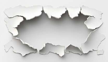 Obraz premium White Paint Peeling Texture with Rectangular Hole on Grey Background