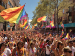 blurred photo of crowd of people at pride celebration