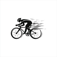 Obraz premium Vector Logo Cyclist, Cyclist Icon, Cyclist Silhouette, Esport Vector Logo Cyclist on White Background Side View, Speeding Cyclist, Cycling Emblem