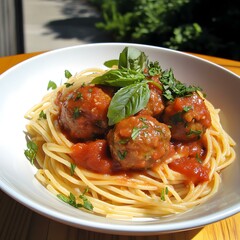 Vegan Meatballs with Spaghetti in Tomato Sauce