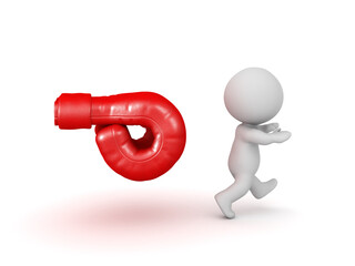 3D Character running away from boxing glove