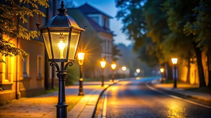 Street Lamp on a Quiet Evening Street, ambient light , glow,  ambient light , glow