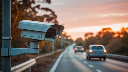 Road surveillance camera monitoring traffic
