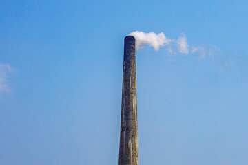 Air pollution by brick kiln chimney 