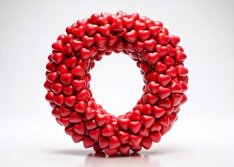 Obraz premium 3D Render of Letter O Formed by Red Hearts - Valentine's Day Alphabet