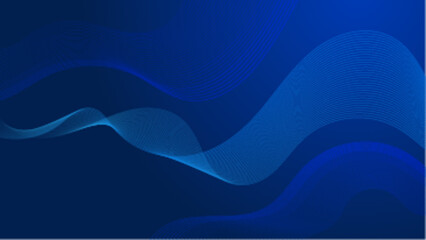Abstract blue background with flowing wave lines vector illustration