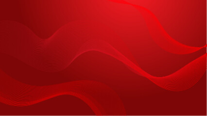 Abstract red background with flowing wave lines vector illustration