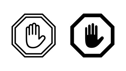 Obraz premium Stop icon vector. stop road sign. hand stop sign and symbol. Do not enter stop red sign with hand