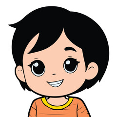 Obraz premium Happy cartoon girl with a warm smile