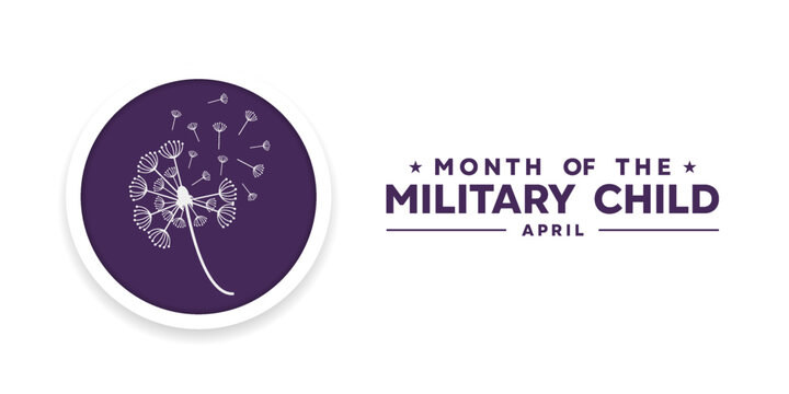 April Is Month Of The Military Child. Dandelion. Great for cards, banners, posters, social media and more. White background.