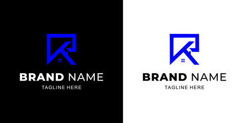 Creative PK Letter Logo with House, Illustration, Design Inspiration, Vector, Icon