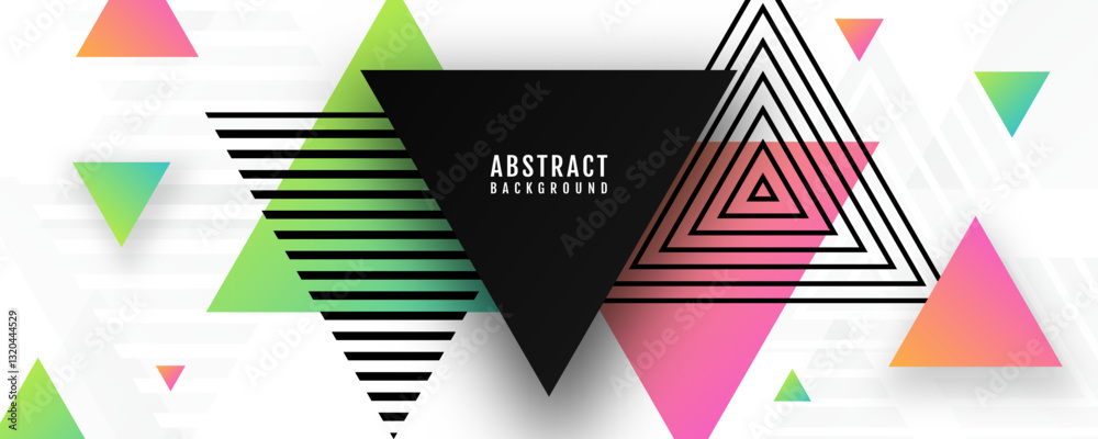 Poster 3d colorful abstract background overlap layer on bright space with triangles lines effect decoration