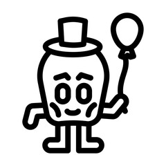 holding a balloon cute monster line icon vector illustration