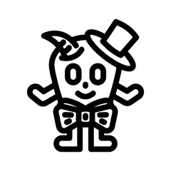 bowtie cute monster line icon vector illustration