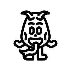 big tongue cute monster line icon vector illustration