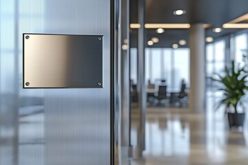 Metallic Nameplate on Office Door for Company Branding and Identification