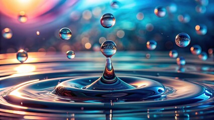 Water droplets suspended in mid-air with subtle light leaks creating an abstract effect