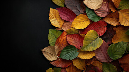 Fototapeta premium Lush bunch of autumn leaves perfectly arranged to capture the essence of fall in a realistic photography style