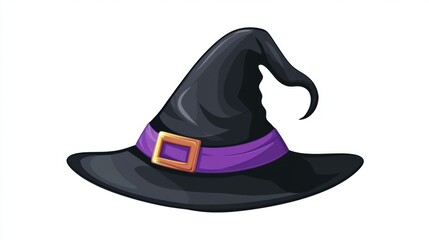 Halloween witch hat with purple band for holiday celebrations and costume design