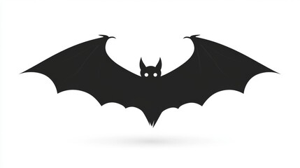 Fototapeta premium Silhouette of a bat with open wings on white background for halloween and gothic themes