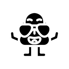 glasses cute monster glyph icon vector illustration