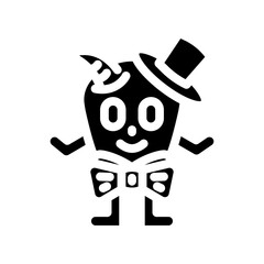 bowtie cute monster glyph icon vector illustration