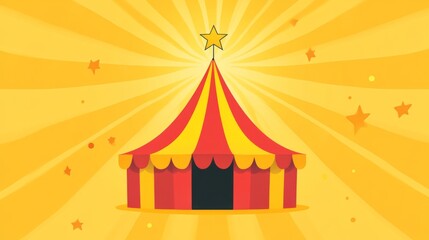 Obraz premium Vibrant circus tent celebration with bright yellow and red stripes